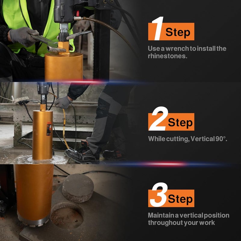 KSEIBI 619127 Wet Concrete Core Drill Bit, 5-Inch Diameter for Drilling Concrete, Marble, Granite, Brick, and Hard Masonry 16-Inch Drilling Depth, 1-1/4"-7 Arbor, 10mm Segment Height Diamond Hole Saw - Image 5